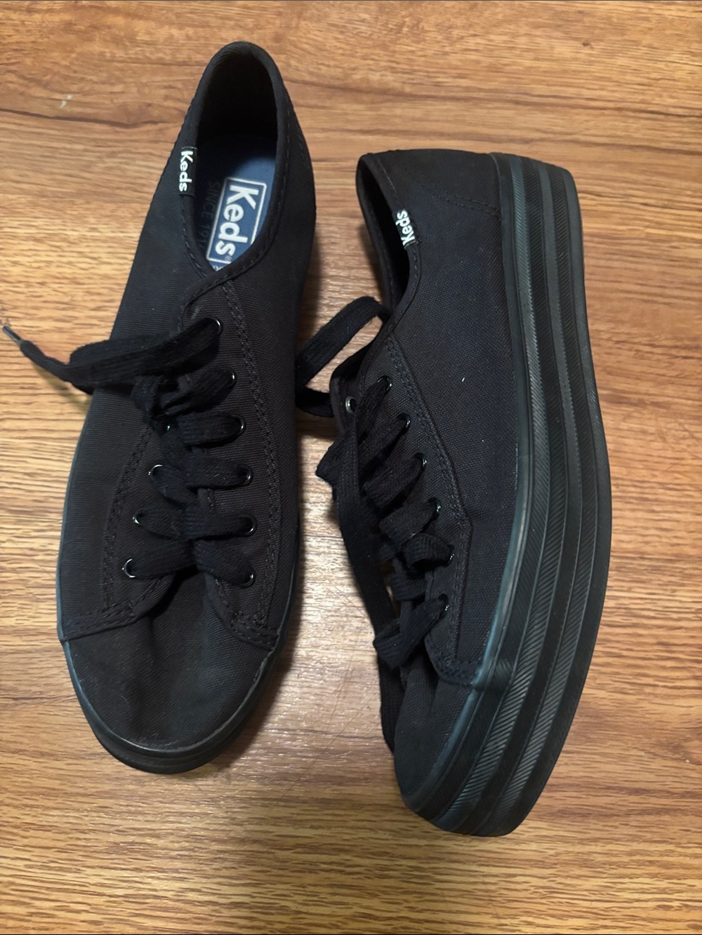Keds Black Canvas Platform Sneakers